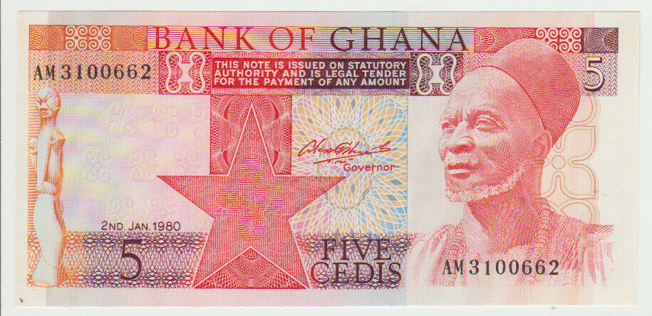 Ghana 5 Cedi 1980 Pick 19b Unc