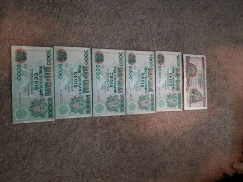 Ghana 5000 And 2000 Banknotes 6 Pieces