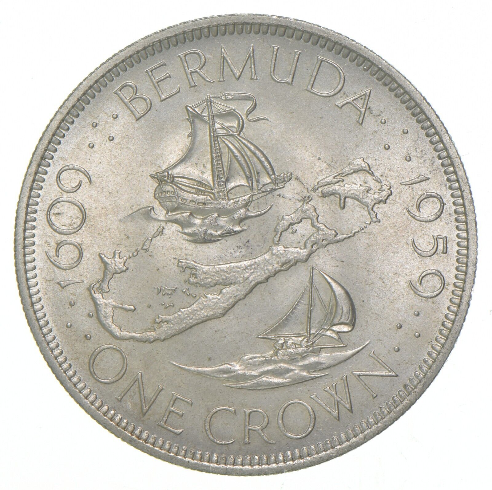 Silver - World Coin - 1959 Bermuda 1 Crown - World Silver Coin *328