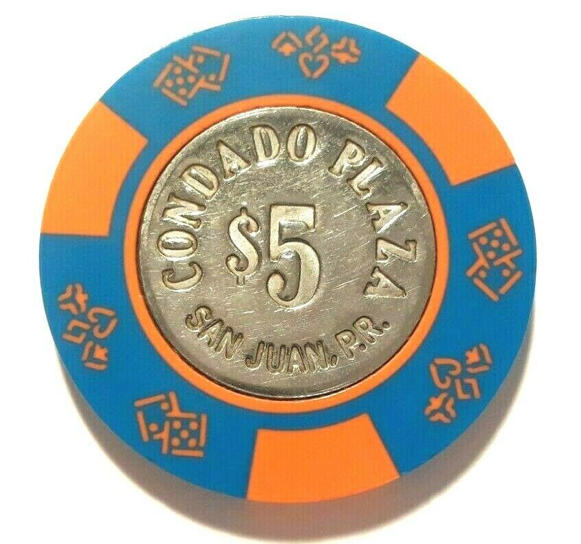 $5 Condado Plaza Hotel Casino Chip Bluora San Juan Puerto Rico Bud Jones Coin