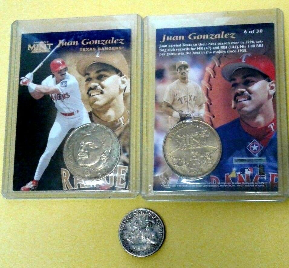 Juan Igor Gonzalez Texas Rangers 1997 Beisbol Card+medal Vega Baja Puerto Rico