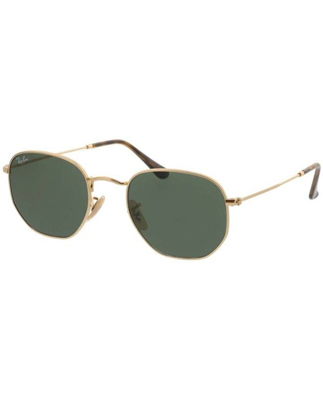 New Ray-ban Gold Hexagonal Metal Green Men's Sunglasses Rb3548n 001 51-21