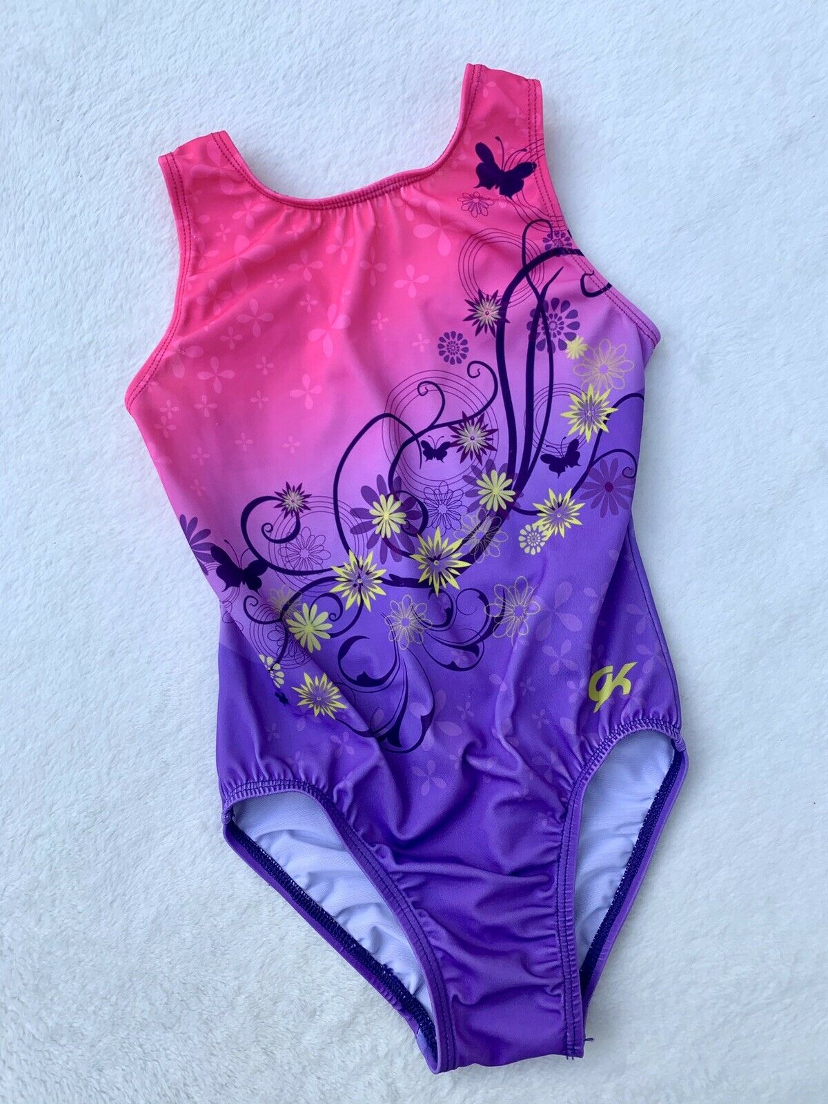 Gk Elite Leotard Gymnastics Pink Purple Butterfly Daisy Tank Leo Dance Size: Cm