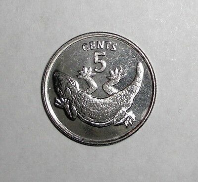 1979 Kiribati 5 Cents Stump-tailed Gecko Wildlife Coin