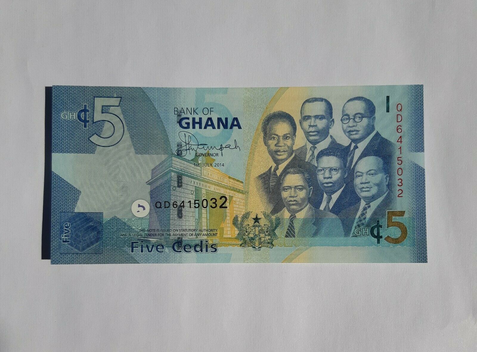 Ghana - 5 Cedis 2014 P-38e, Unc Banknote