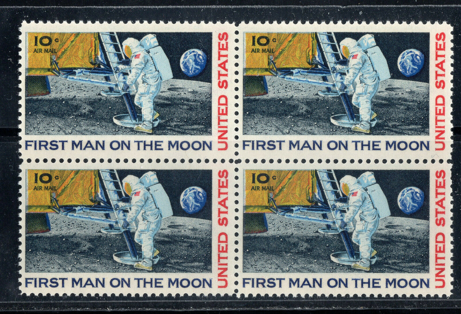 First Man On The Moon ** 1969 Apollo 11 * Vintage U.s. Postage Stamps Block Mint