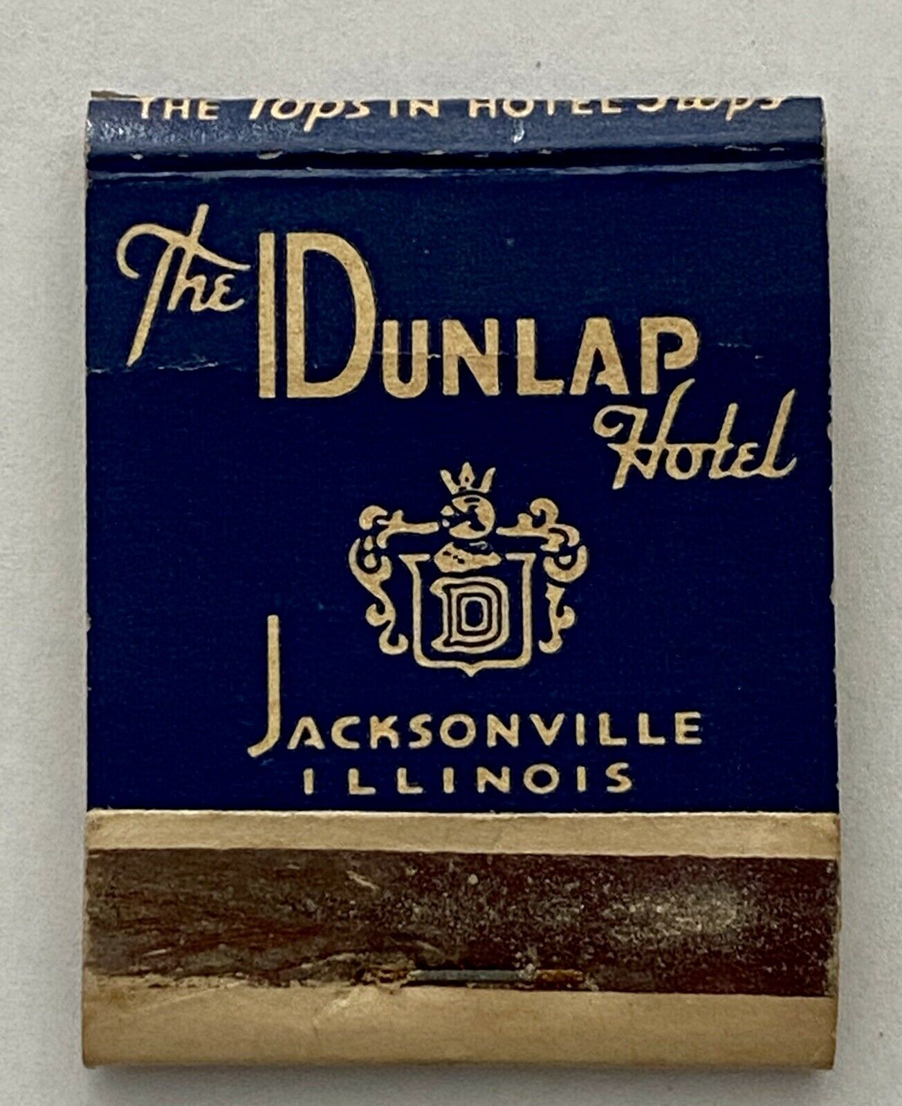 Vintage Matchbook Cover The Dunlap Hotel Jacksonville, Illinois