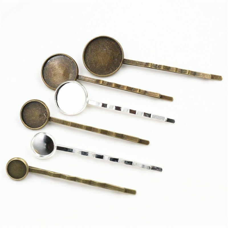 10pcs Hairpins Hair Clips Base Setting Cabochon Cameo Copper Jewelry Findings