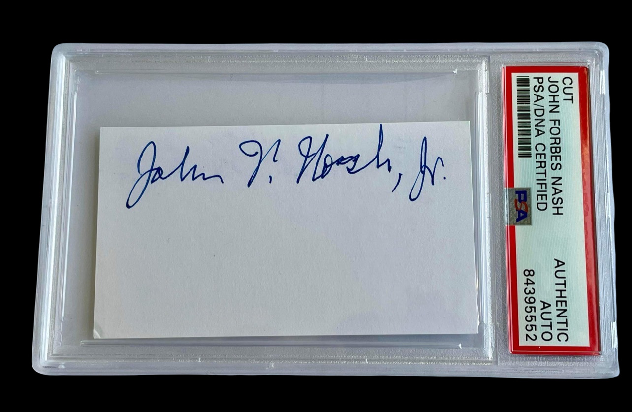 John Nash Jr Nobel Prize Economics Game Theory Signed Autograph Slab Psa Dna