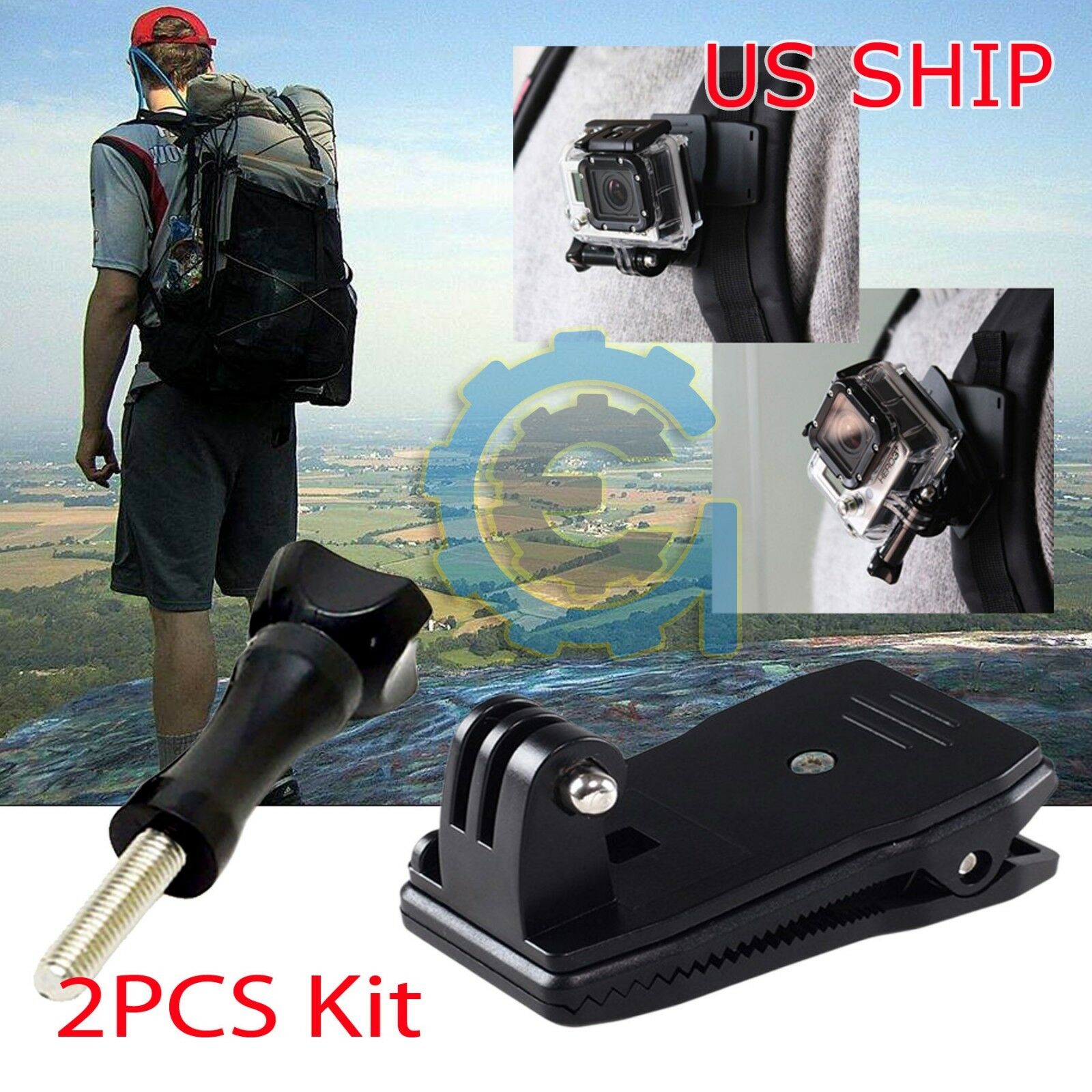 360 Rotary Backpack Hat Mounts Clip Fast Clamp Mount For Gopro Hero 2 3 3+ 4