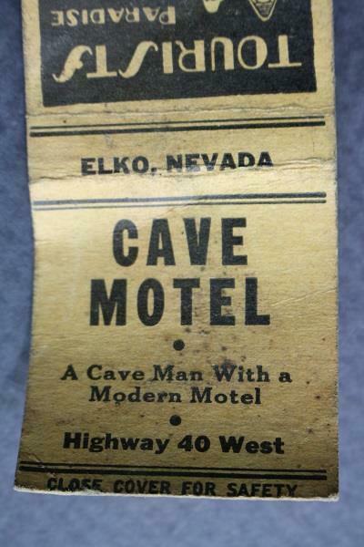 1930-40s Era Elko,nevada Cave Motel Matchbook-us Highway 40 West