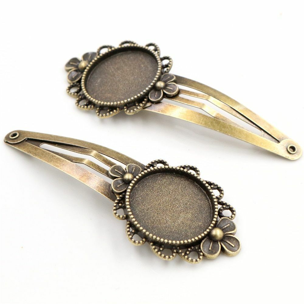5pcs Hairpin Base Setting Copper Cabochon Cameo Hair Clips Metal Jewelry Finding