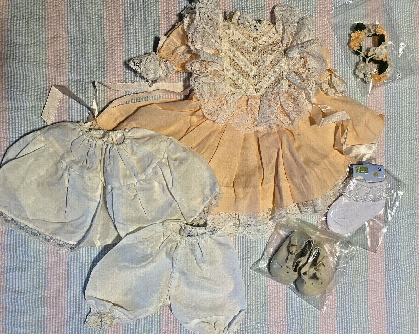 Lee Middleton Doll Lace Pearl Ribbon Dress Petticoat/pantalets/shoes/socks/bows