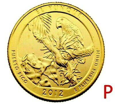 Peseta El Yunque 2012 Baño Oro Gold Plated Puerto Rico Quarter Buy 3 Get 1 Free