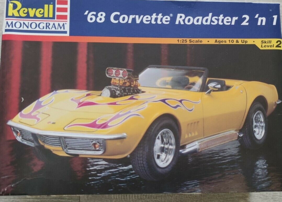 Revell 85-2544 '68 Corvette Roadster 2 In 1, 1:25 Scale, Skill 2, Age 10 And Up