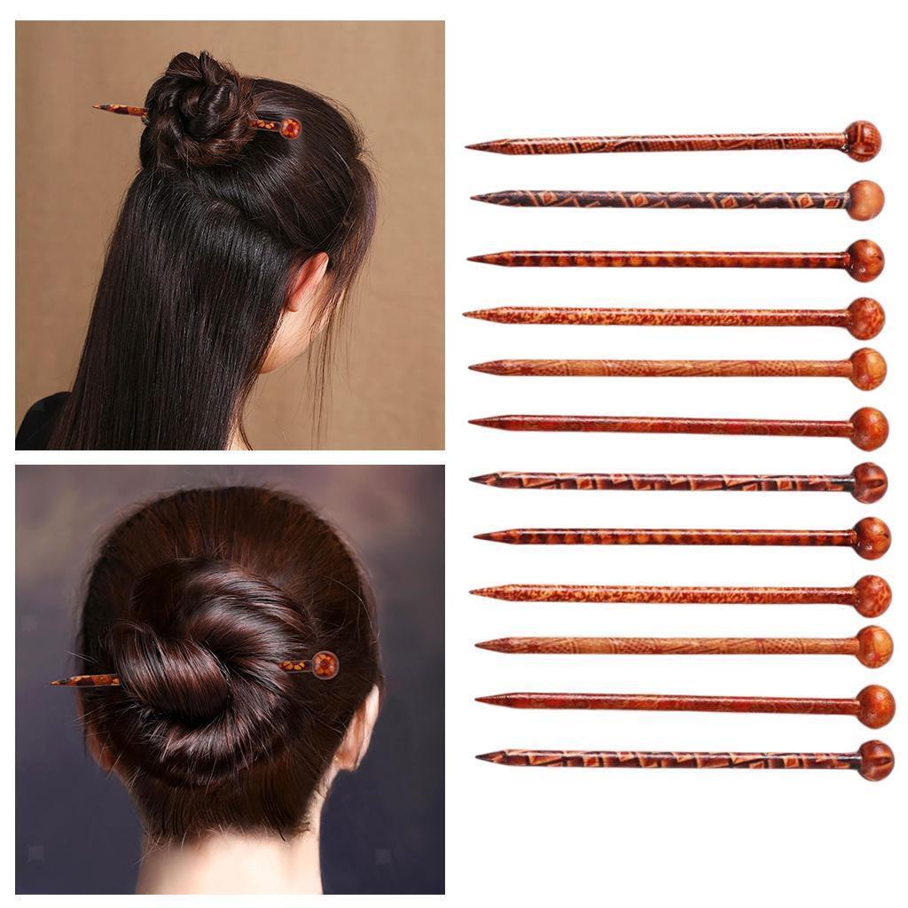 12pieces 13cm Printed Chinese Japanese Style Hair Chopstick Hair Pin Hair Stick