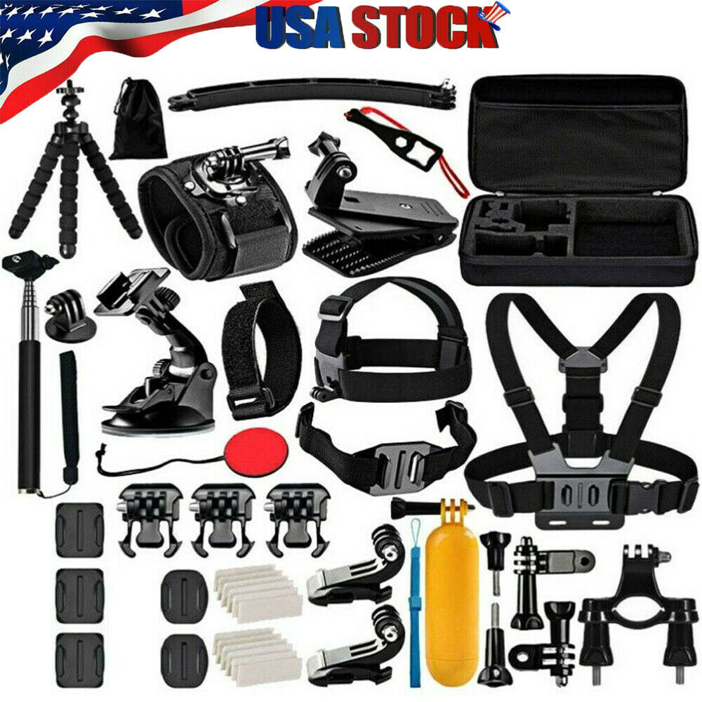 50 Accessories Kit For Gopro Hero 8 7 6 Session Black Tripod Action Camera Case
