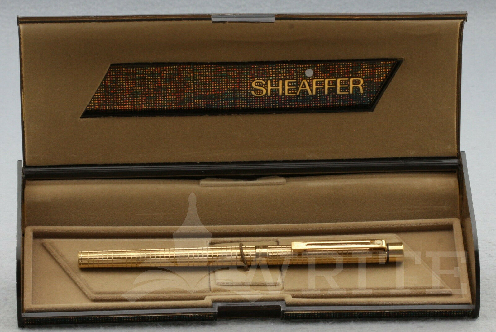 Fountain Pen Sheaffer Targa 1007s Geometric Gold Plated Slimline 1982 Nib M