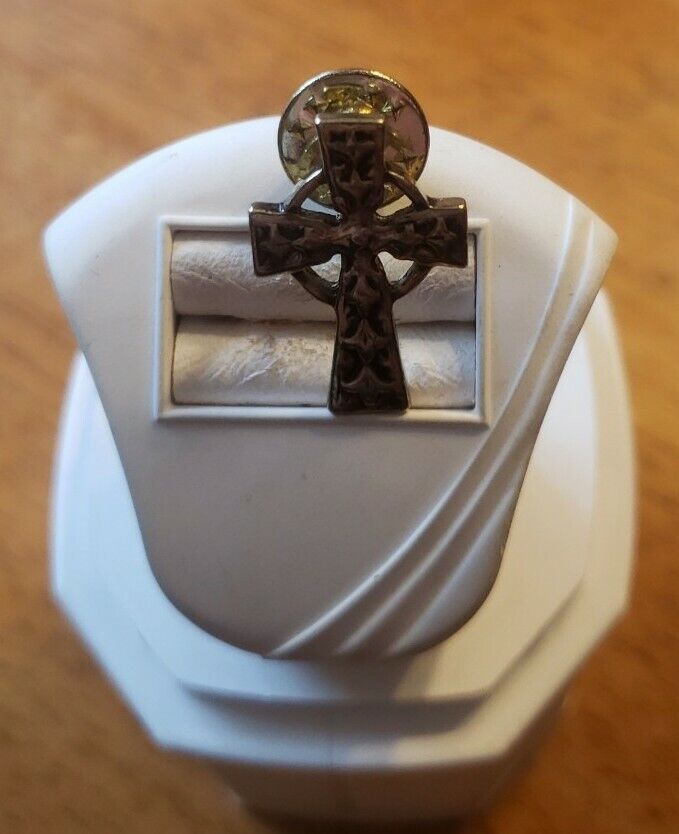Small Gold Toned Cross Lapel Pin Catholic Religious